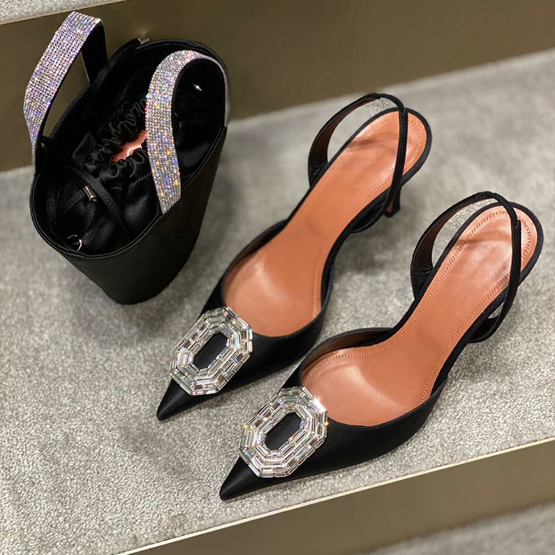 Women Bags Leather - Rhinestone Buckle Bag Head Sandals 2025