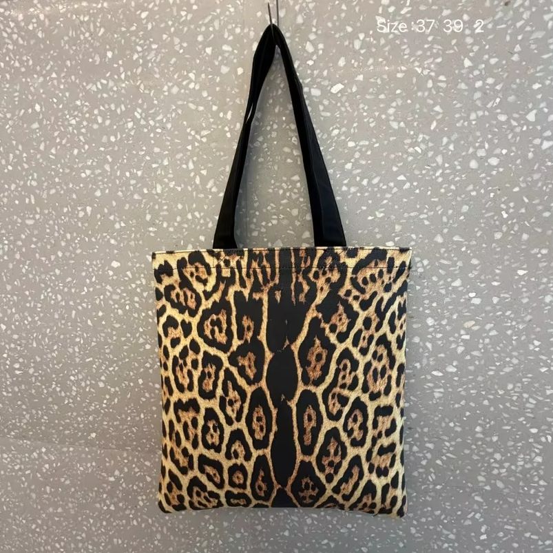 Shopper Tote Canvas - Summer Fashion Retro Leopard Print Tote