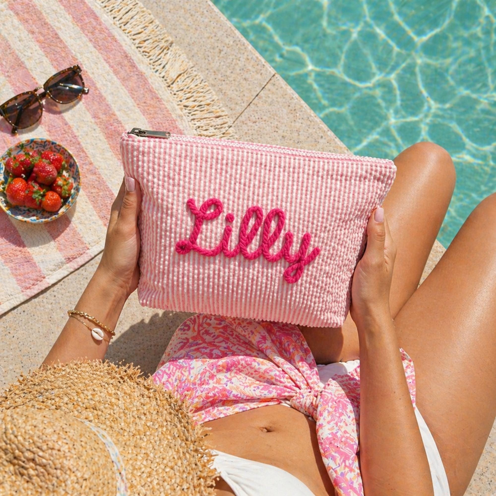 Custom Preppy Seersucker Makeu - Women Bags Name review and price
