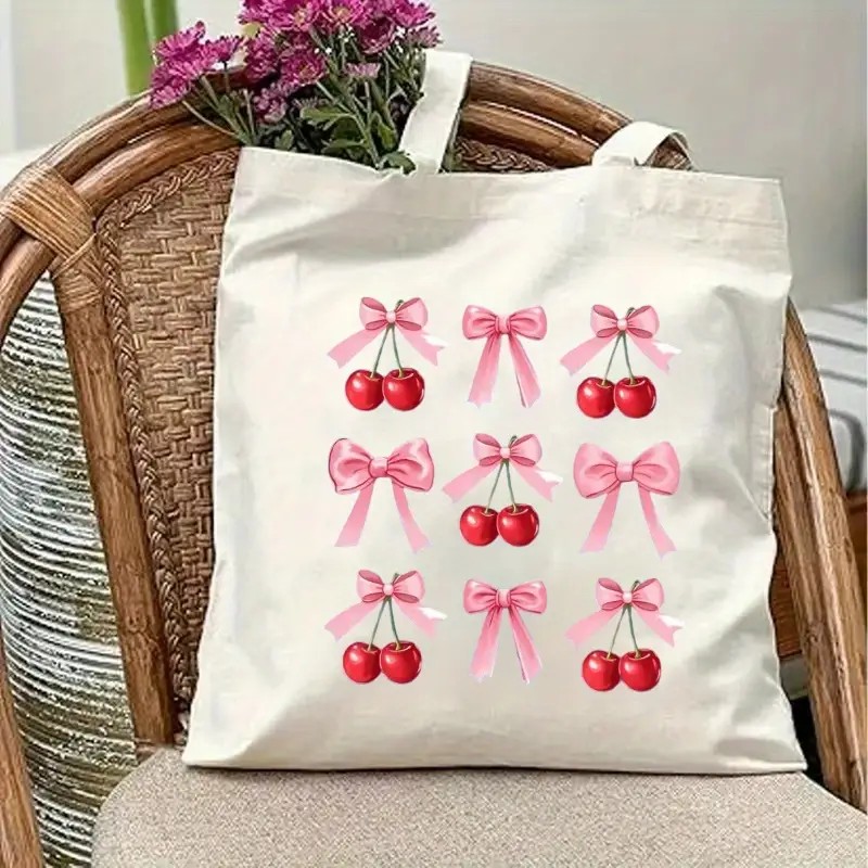 Canvas Tote Bag with Cherry Bo - Shopper Tote Canvas review and price