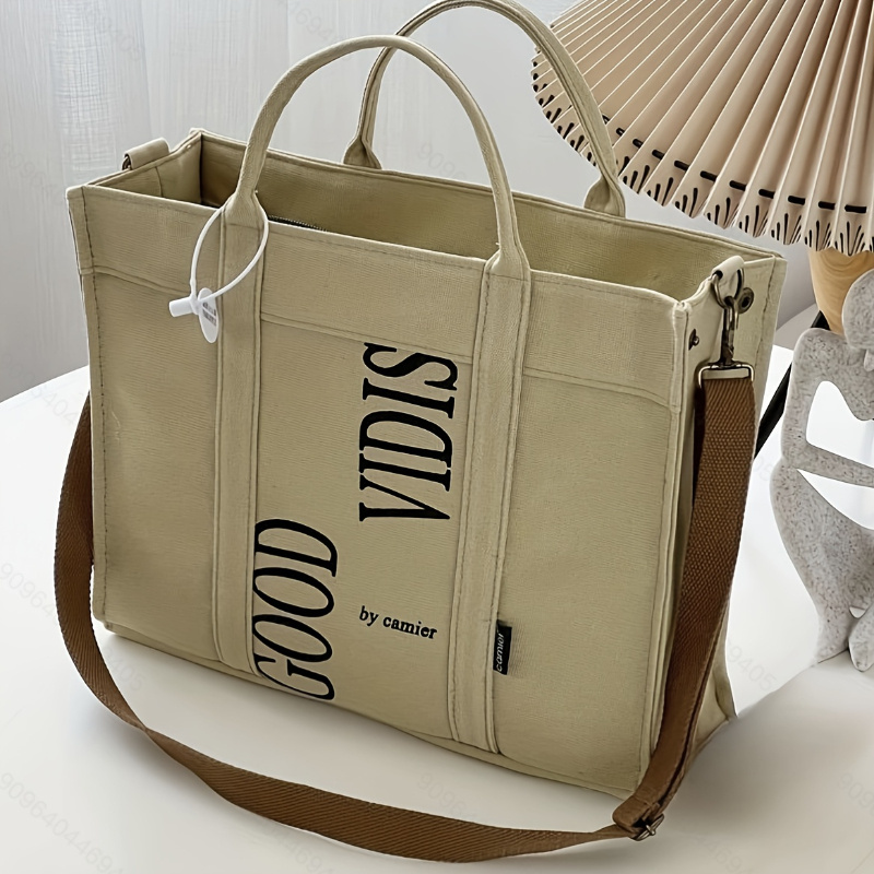 Letter Print Canvas Tote Bag,  - Shopper Tote Canvas review and price