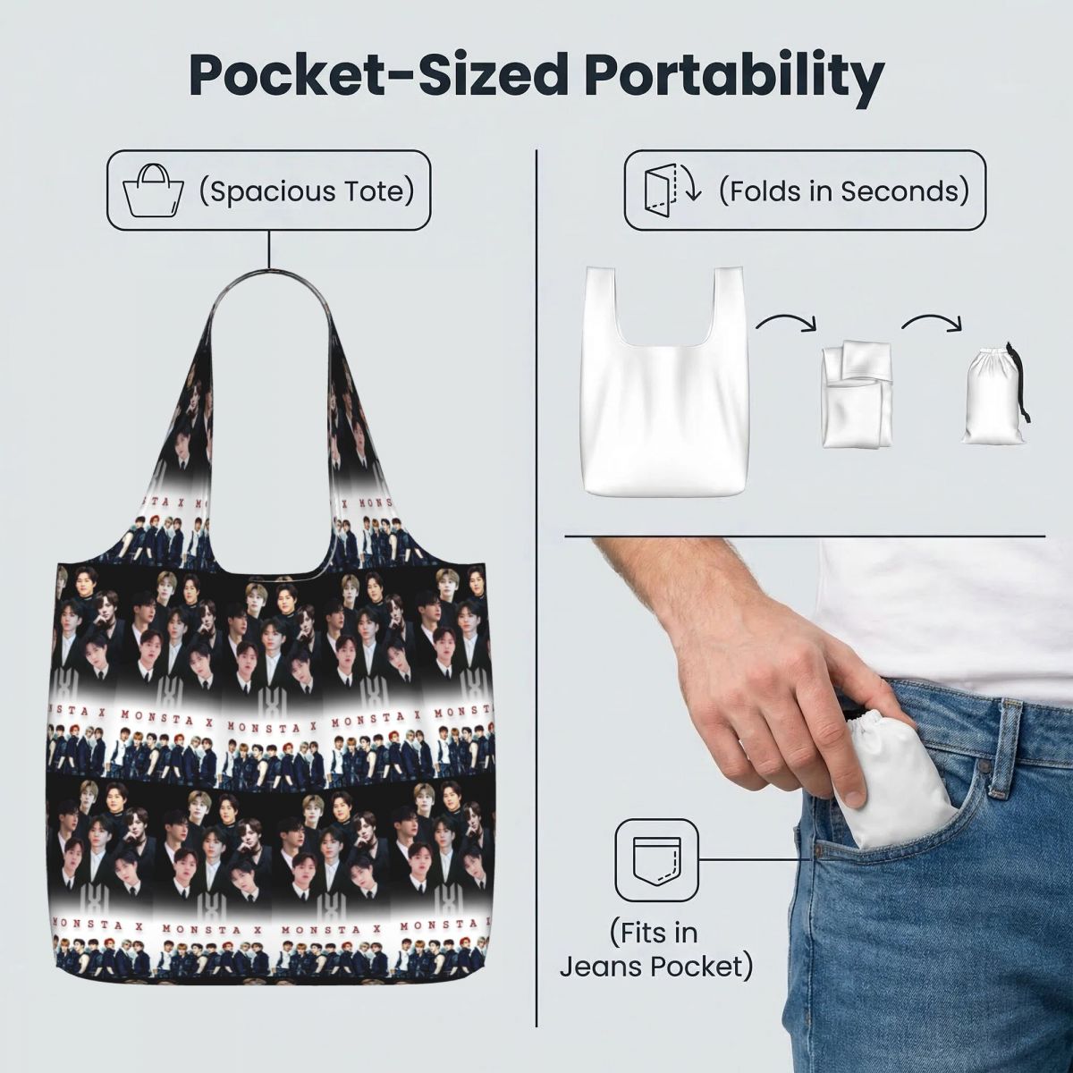 Monsta X Kpop Shopping Tote Ba - Women X Bags review and price