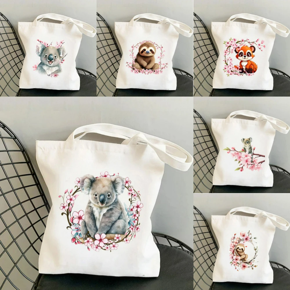 1pc Koala Cherry Blossom Print - Shopper Tote Canvas review and price