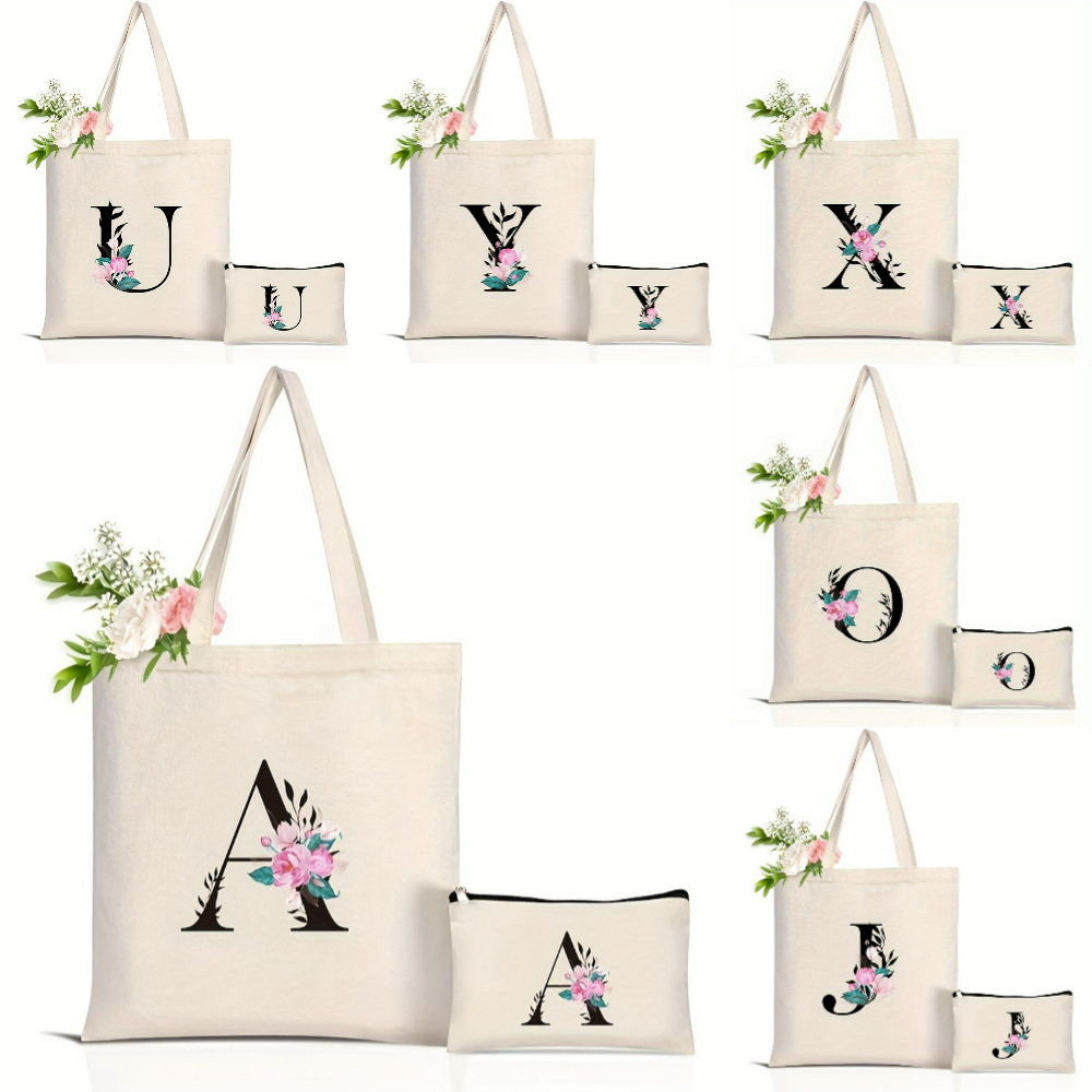 Elegant Floral Alphabet Tote B - Shopper Tote Canvas review and price