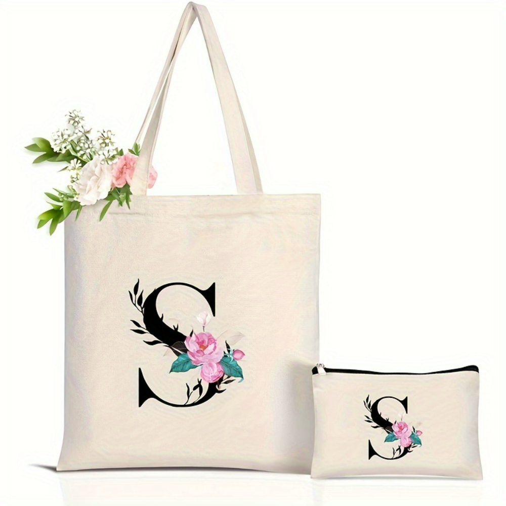 Elegant Floral Alphabet Tote B - Shopper Tote Canvas review and price