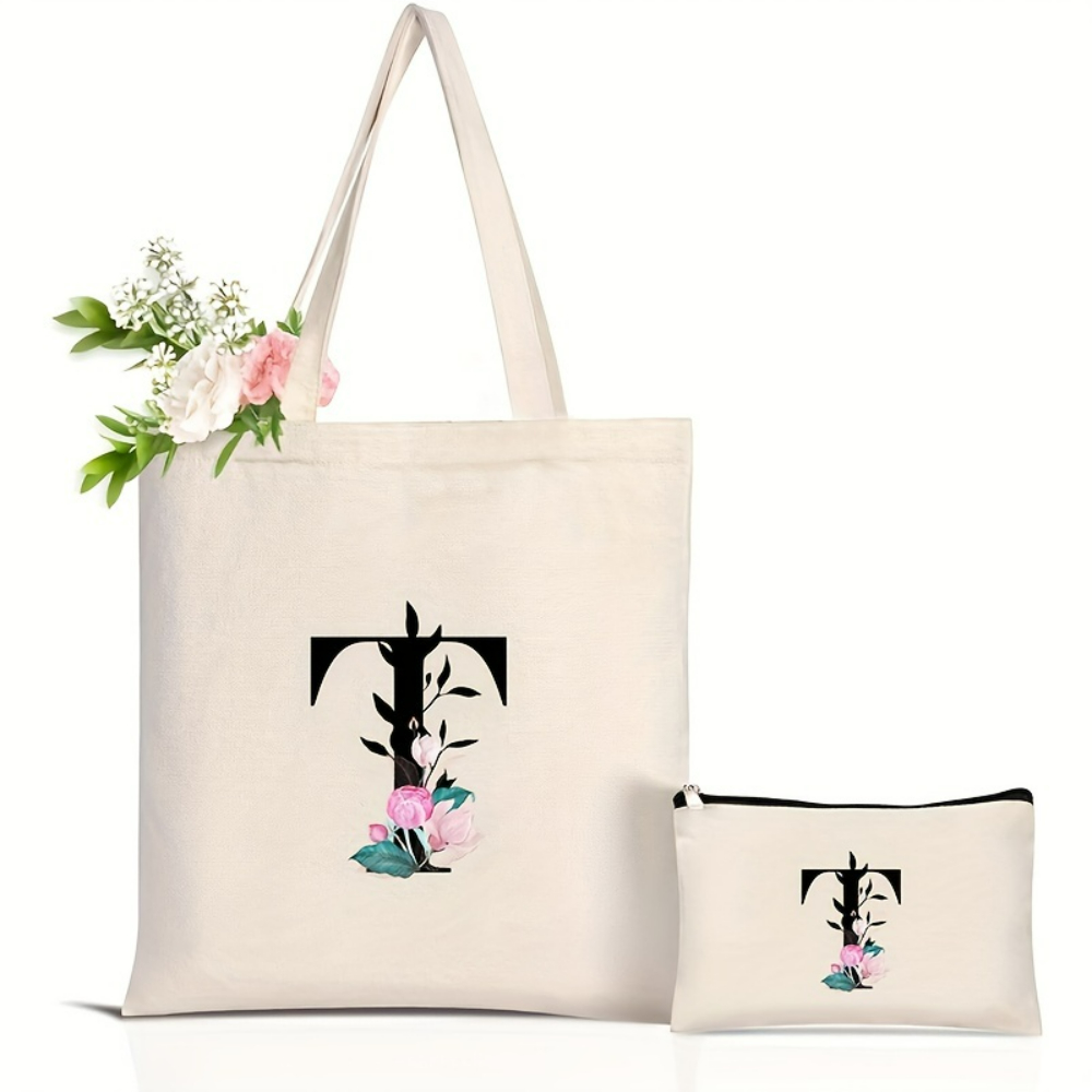 Elegant Floral Alphabet Tote B - Shopper Tote Canvas review and price